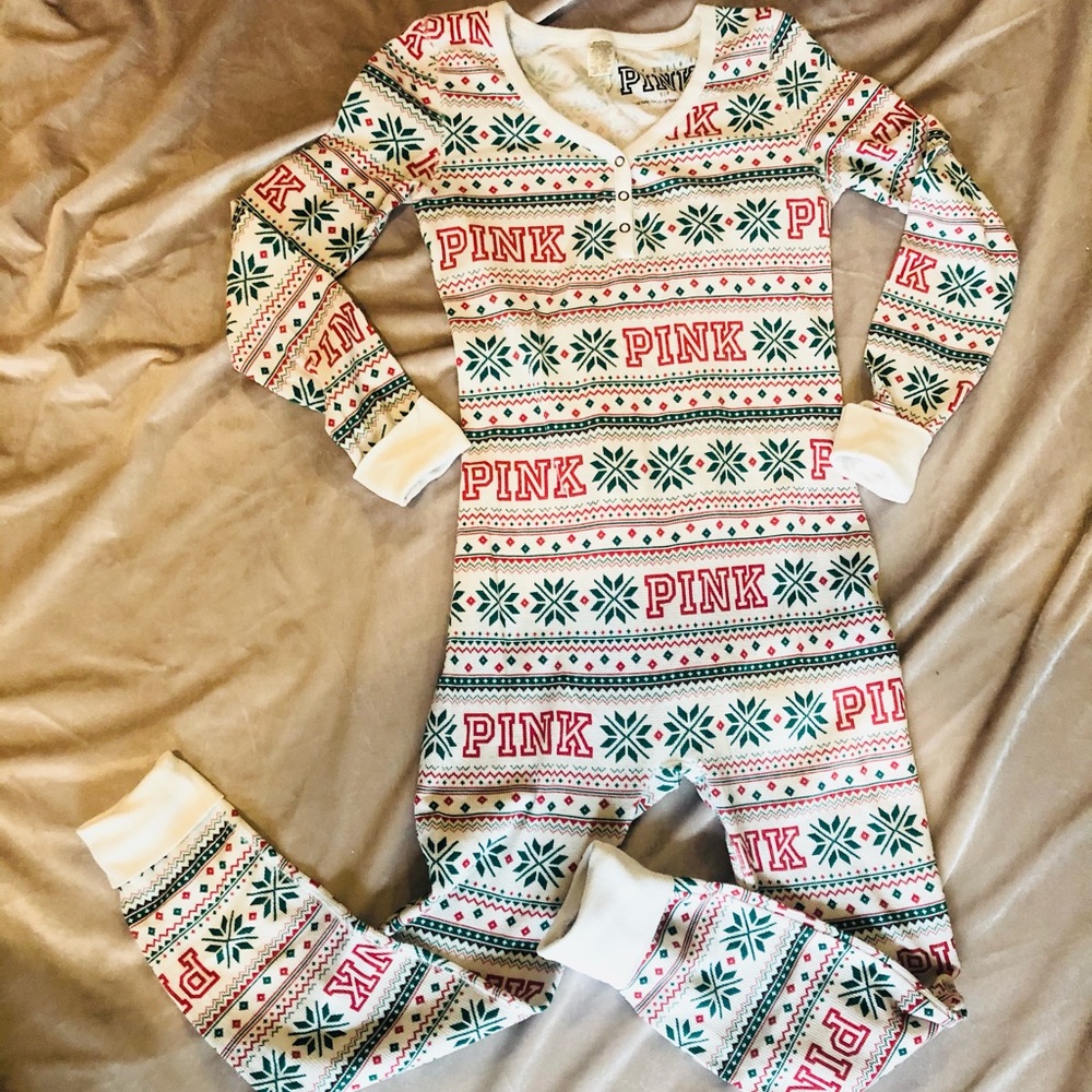 PINK Christmas/winter Onsie with button flap